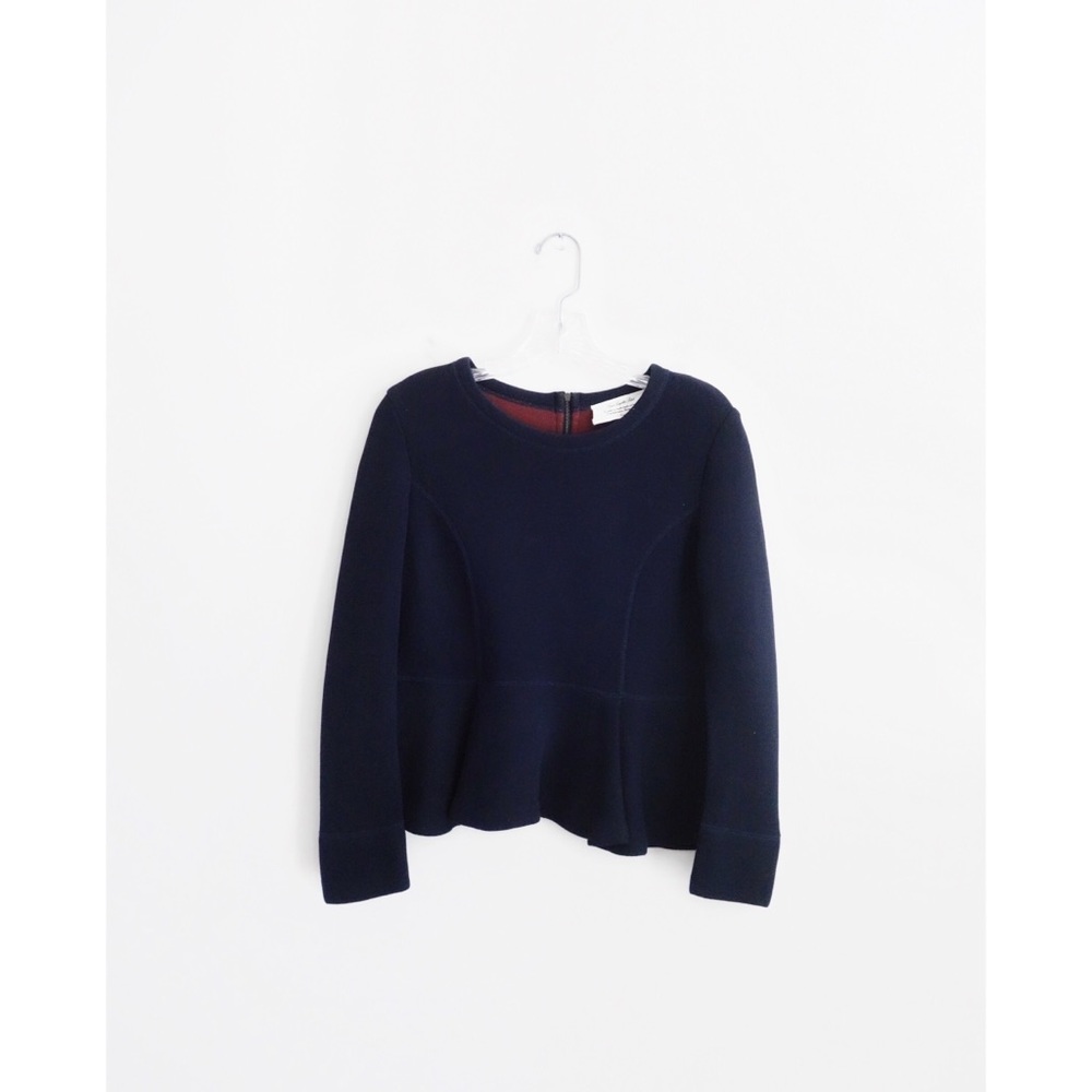 Leur Logette Japan Dark Blue Peplum Top sz 2 US M